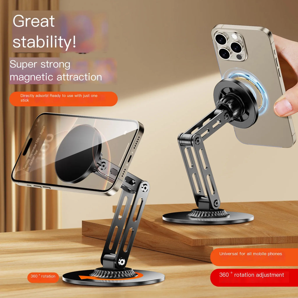 Adjustable Aluminum Phone Stand — 1080° Rotation, MagSafe Compatible