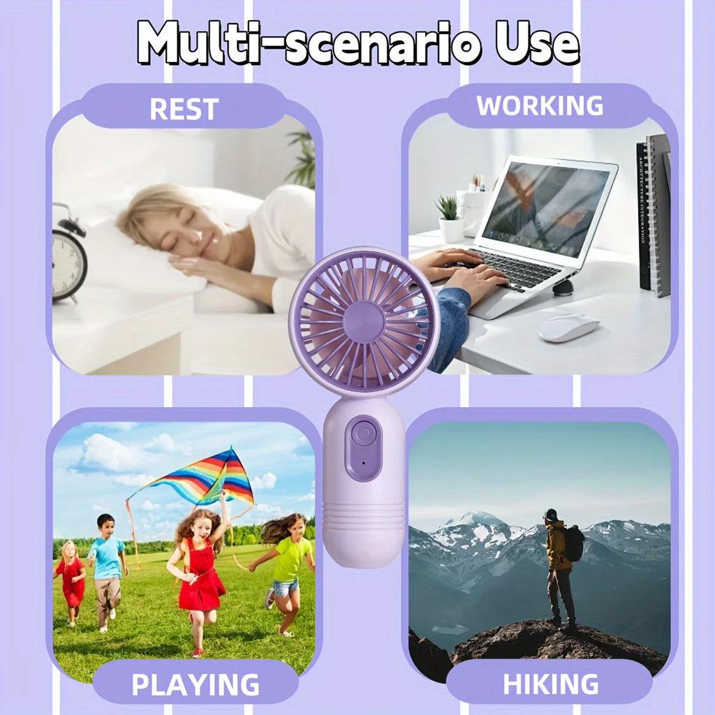 Ultra-Portable USB Mini Handheld Fan (Pack of 3) – 3-Speed Rechargeable Pocket Cooling Fan