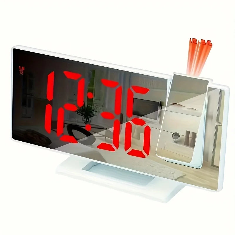 Multifunctional LED Digital Alarm Clock with 180° Ceiling Projection & Mirror Display