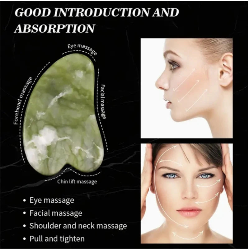 Natural Jade Roller & Gua Sha Facial Set – Anti-Aging Face Massager & Sculpting Tool