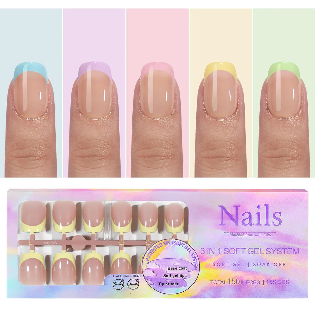 150Pcs French Press On Nails Kit - Reusable Acrylic False Nail Tips