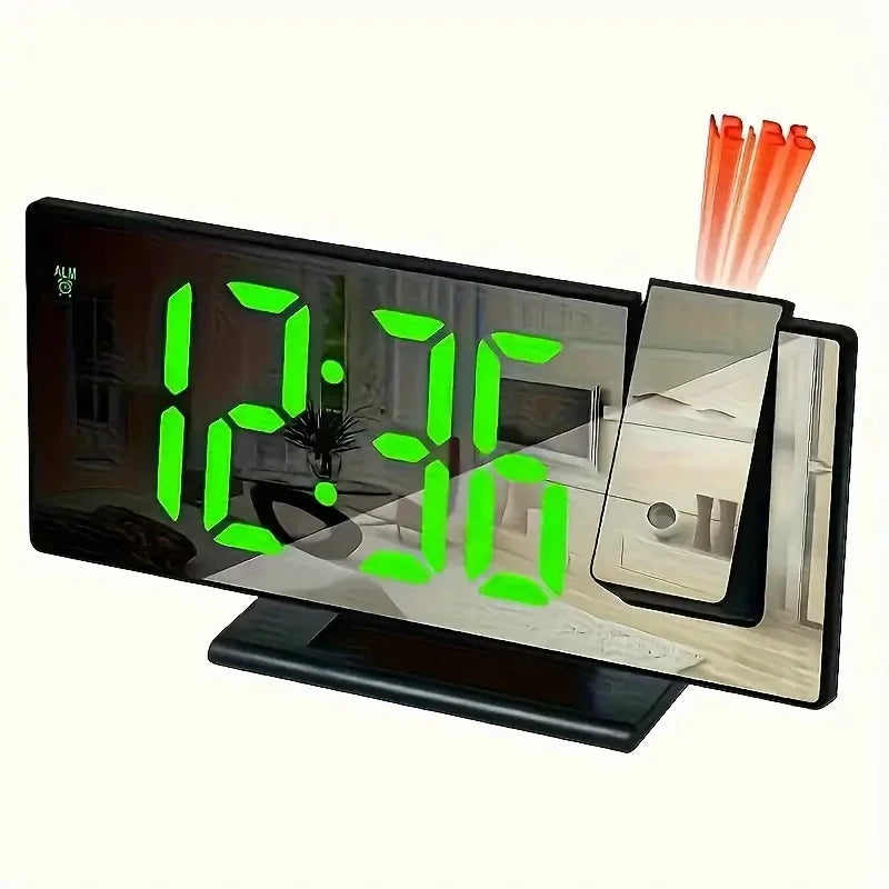 Multifunctional LED Digital Alarm Clock with 180° Ceiling Projection & Mirror Display