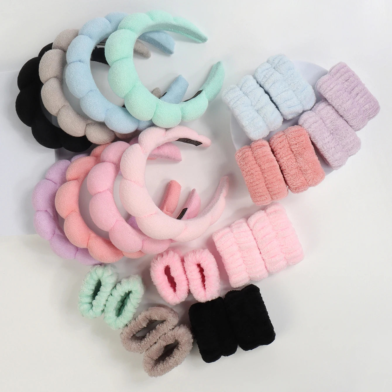 Spa Headband and Wristband Set for Face Washing