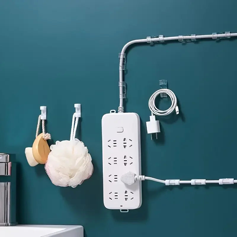 Clear Cable Clips — Adhesive Cord Organizers for Desk & Wall