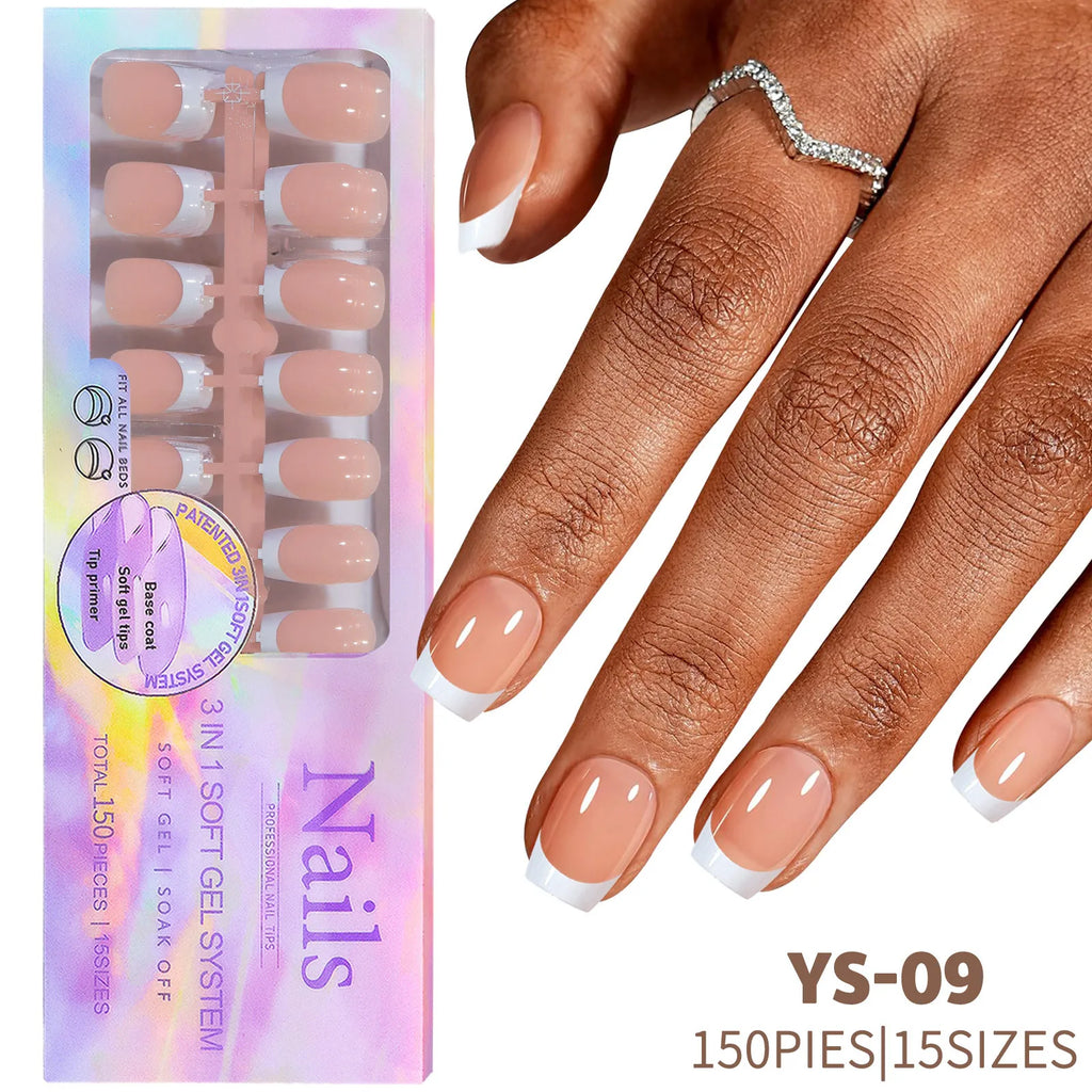 150Pcs French Press On Nails Kit - Reusable Acrylic False Nail Tips