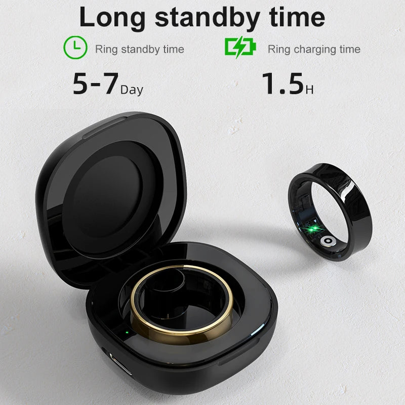 R09 Waterproof Smart Health Ring with Portable Charging Case & Activity Tracking