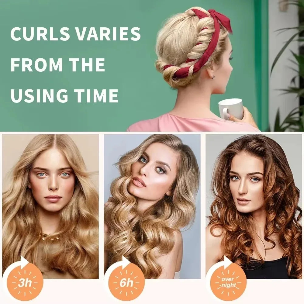Heatless Hair Curling Rod Headband - Soft Overnight Satin Hair Curlers & Styling Set