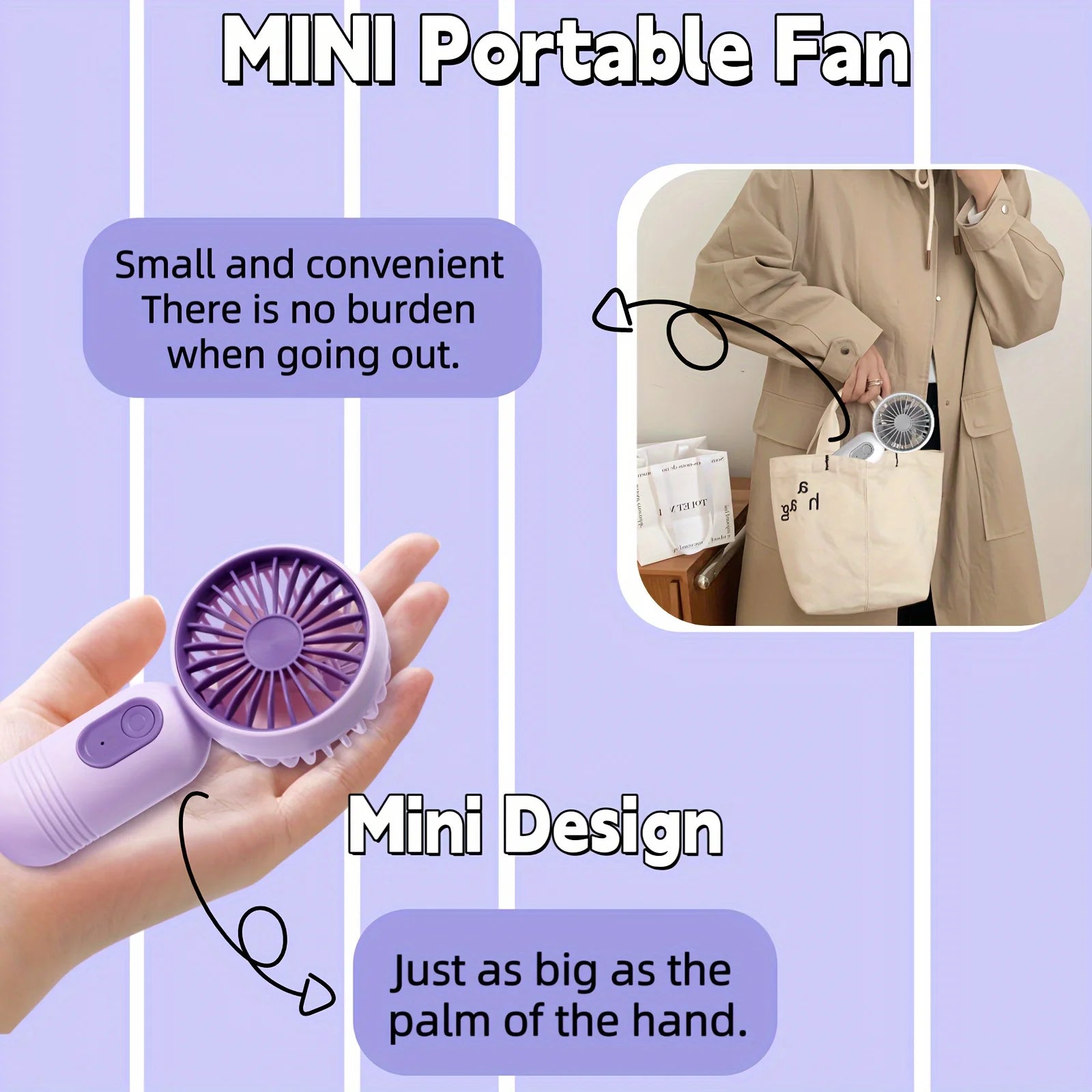 Ultra-Portable USB Mini Handheld Fan (Pack of 3) – 3-Speed Rechargeable Pocket Cooling Fan