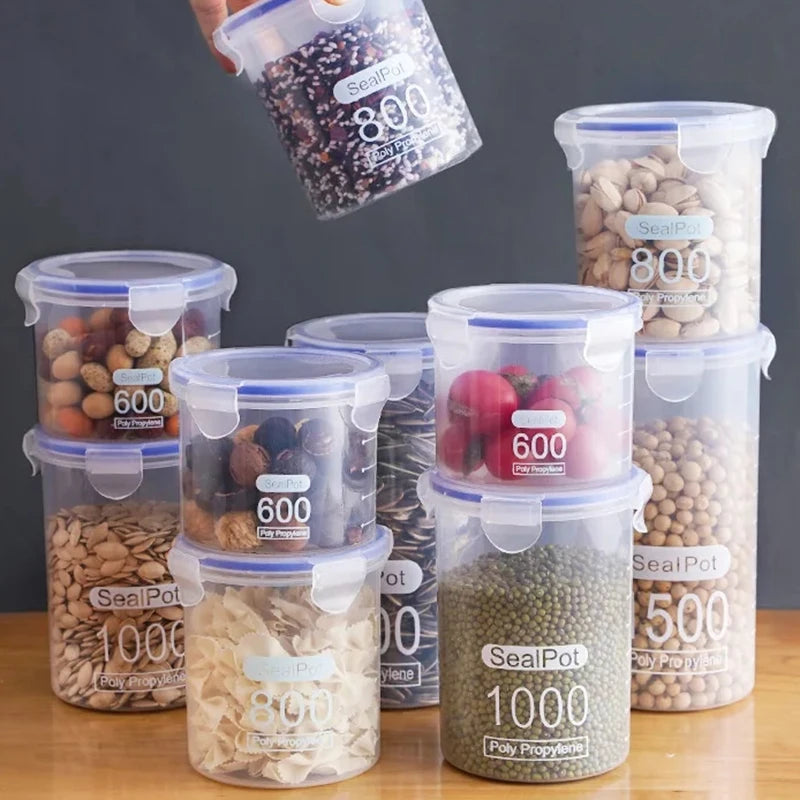 Airtight Food Storage Containers - Clear Kitchen Pantry Organization Jars with Measurement Scale