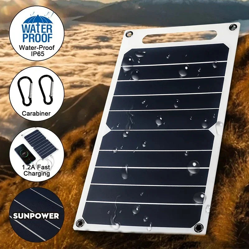 Portable 30W Waterproof Solar Panel Charger for Outdoor Camping & Hiking