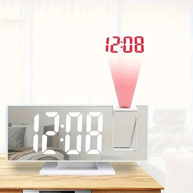 Multifunctional LED Digital Alarm Clock with 180° Ceiling Projection & Mirror Display