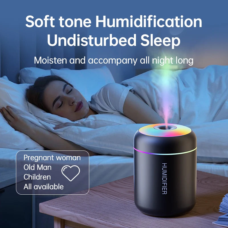 Mini USB Portable Air Humidifier – 180ml Quiet Cool Mist Diffuser with LED Night Light