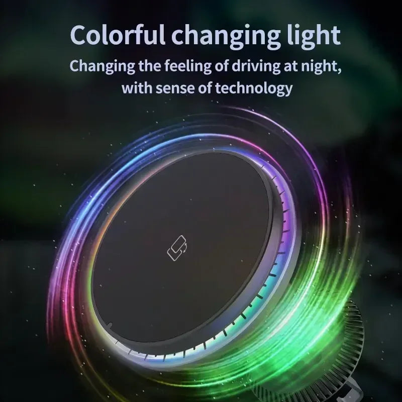 Magnetic Wireless Car Charger Mount with Ambient RGB Light