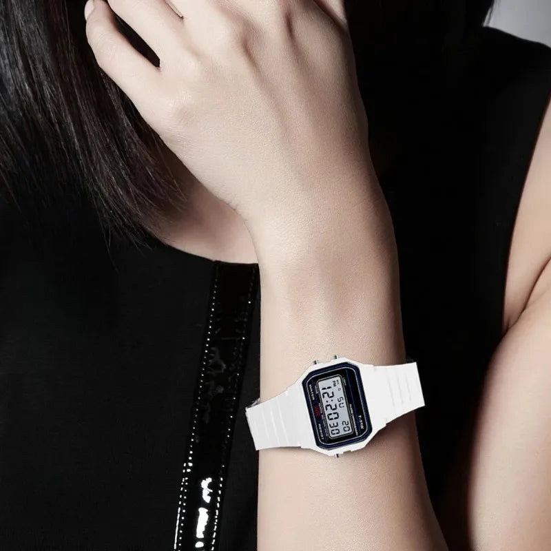 Retro Digital Sport Watch – Unisex LED Slim Wristwatch with Alarm & Date