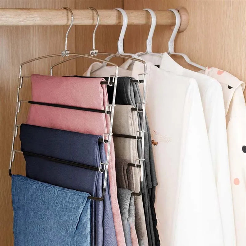 5-in-1 Stainless Steel Pants Hanger - Multi-Layer Space Saving Closet Organizer