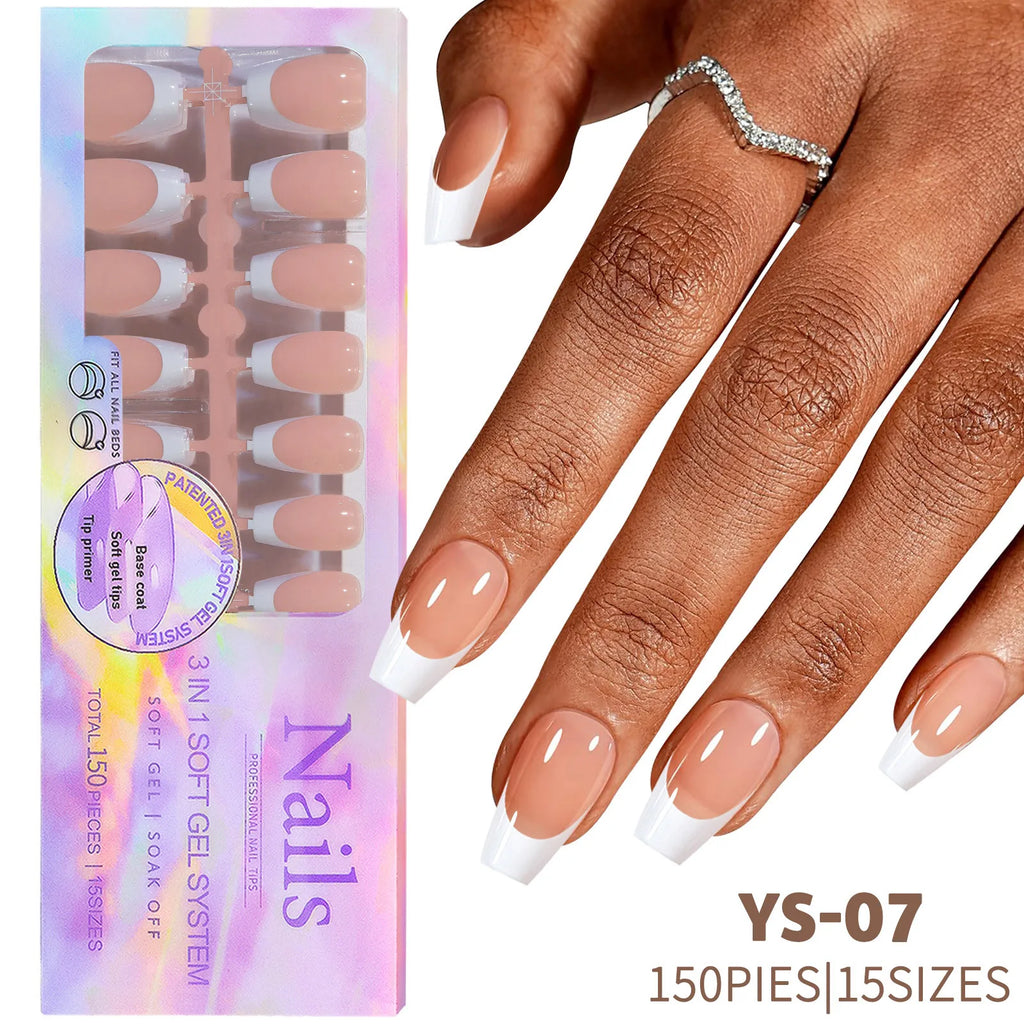150Pcs French Press On Nails Kit - Reusable Acrylic False Nail Tips
