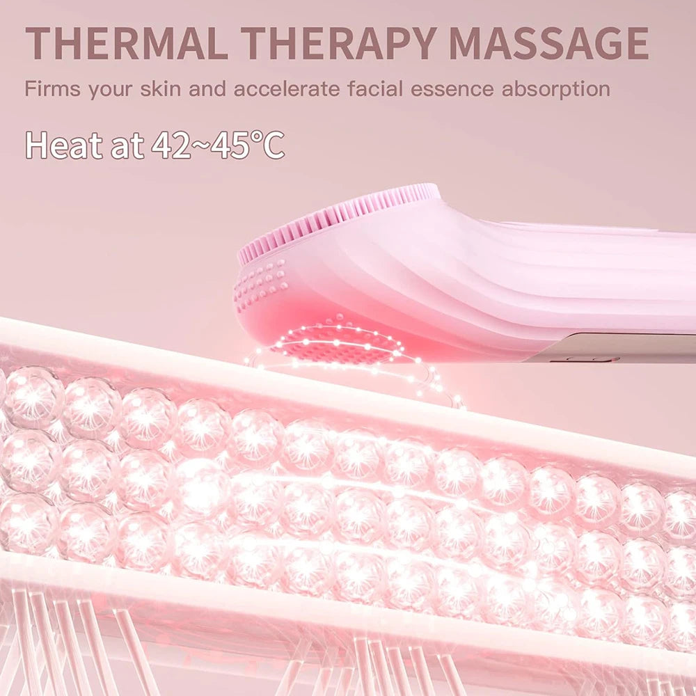 Sonic Heated Facial Cleansing Brush - Waterproof Silicone Face Scrubber & Massager