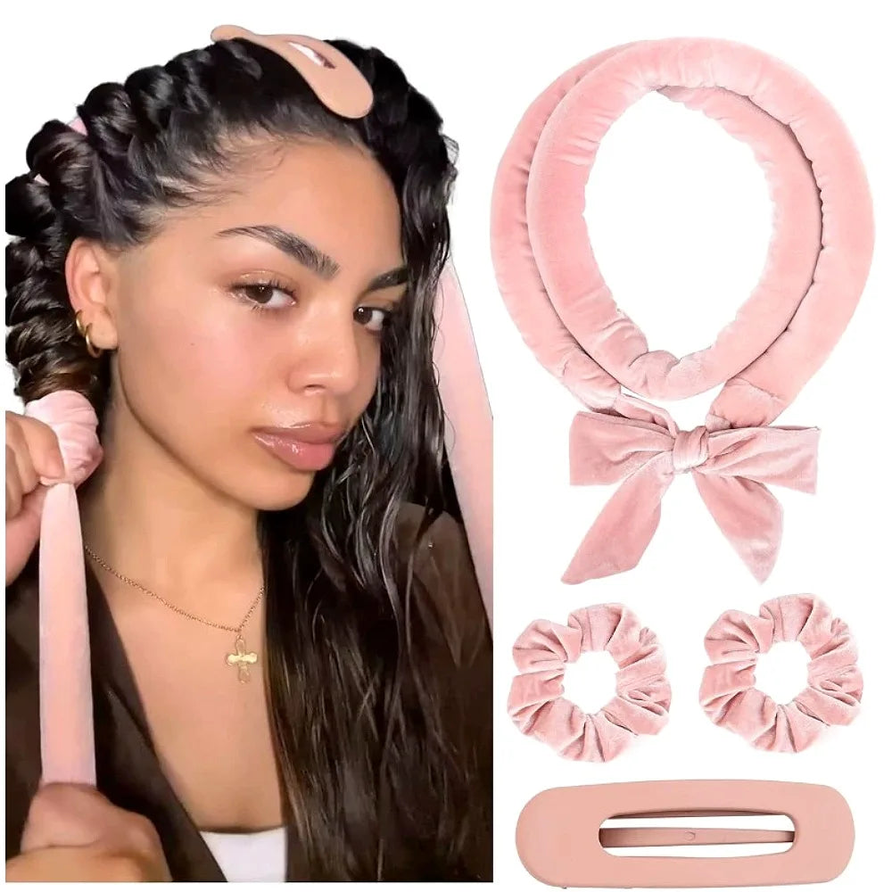 Heatless Hair Curling Rod Headband - Soft Overnight Satin Hair Curlers & Styling Set