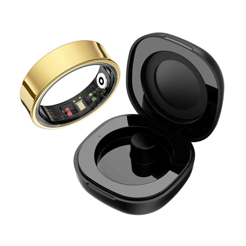 R09 Waterproof Smart Health Ring with Portable Charging Case & Activity Tracking