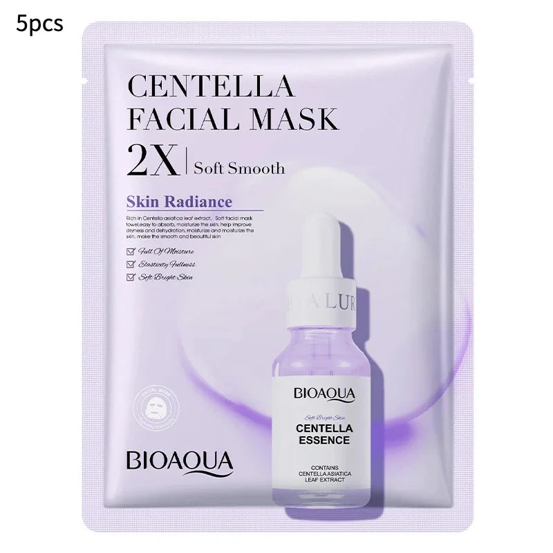 Hydrating & Rejuvenating Facial Sheet Mask Set (20 Pcs) – Vitamin C, Collagen, Hyaluronic Acid & Centella