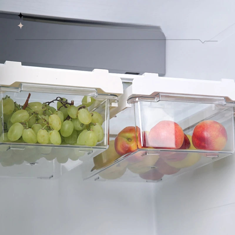 Retractable Refrigerator Drawer Organizer - Transparent Hanging Fridge Storage Bin