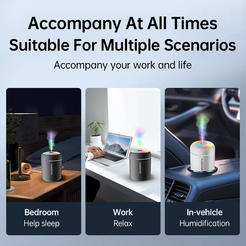Mini USB Portable Air Humidifier – 180ml Quiet Cool Mist Diffuser with LED Night Light