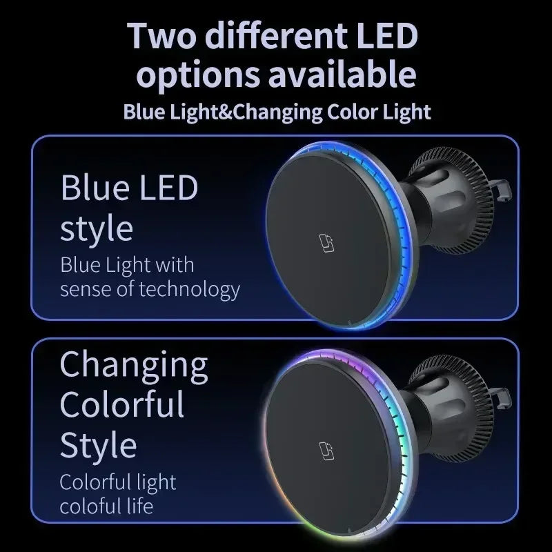 Magnetic Wireless Car Charger Mount with Ambient RGB Light