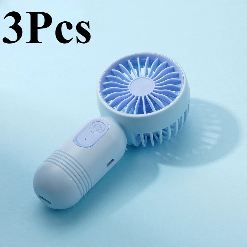 Ultra-Portable USB Mini Handheld Fan (Pack of 3) – 3-Speed Rechargeable Pocket Cooling Fan