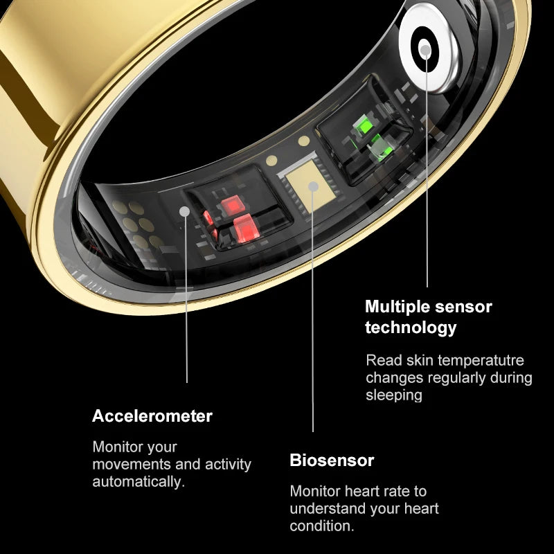 R09 Waterproof Smart Health Ring with Portable Charging Case & Activity Tracking
