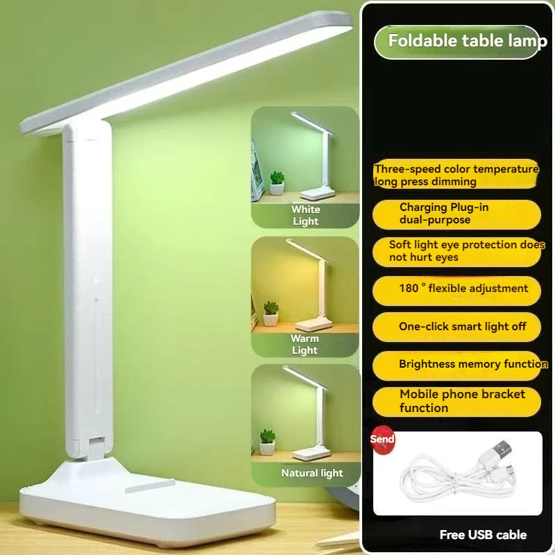 Foldable LED Desk Lamp — Touch Control, 3 Light Modes