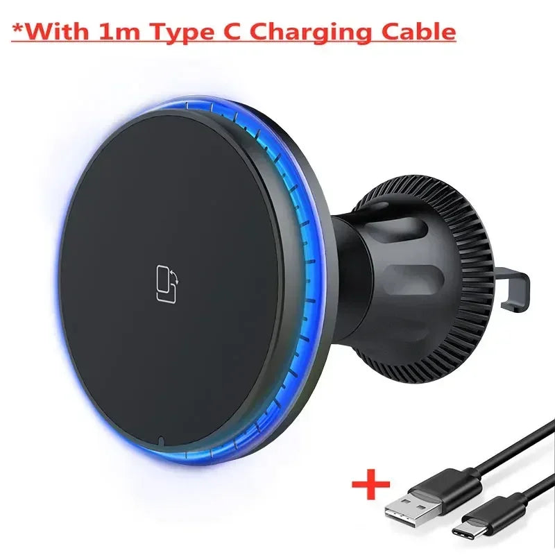 Magnetic Wireless Car Charger Mount with Ambient RGB Light