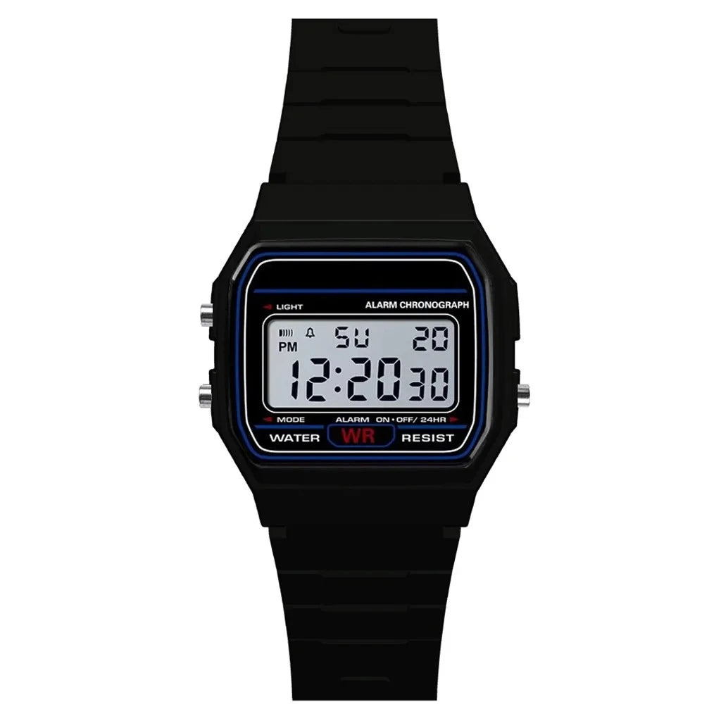 Retro Digital Sport Watch – Unisex LED Slim Wristwatch with Alarm & Date