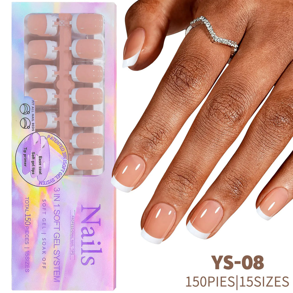 150Pcs French Press On Nails Kit - Reusable Acrylic False Nail Tips