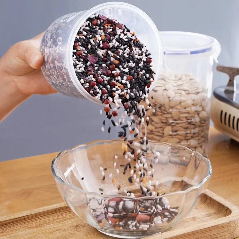 Airtight Food Storage Containers - Clear Kitchen Pantry Organization Jars with Measurement Scale