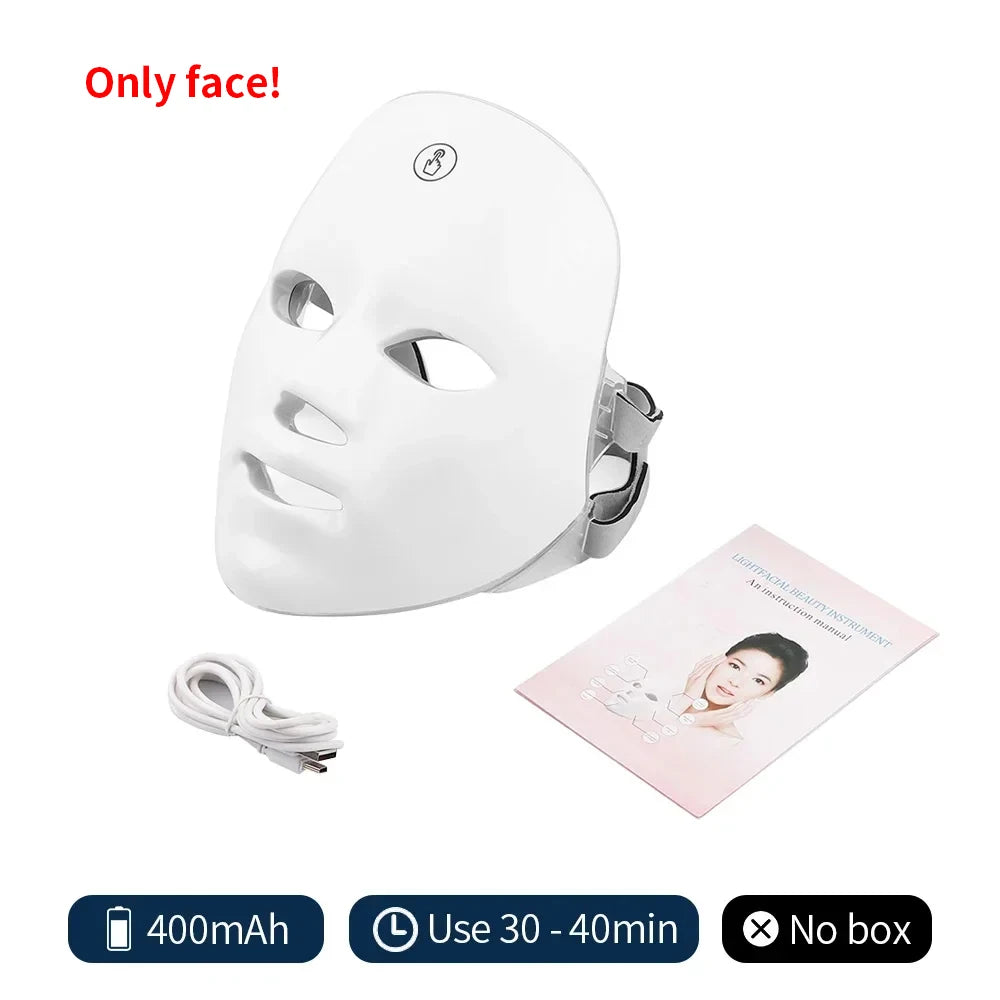 Máscara Facial LED de Fototerapia 7 Colores e Infrarrojo