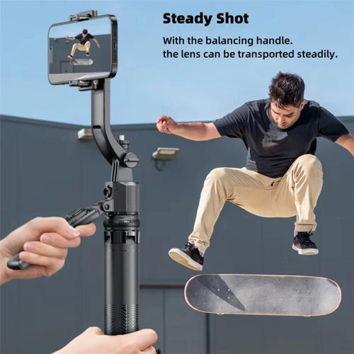 AI Face Tracking Gimbal Stabilizer & 1.63M Quadrapod Selfie Stick with Bluetooth Remote