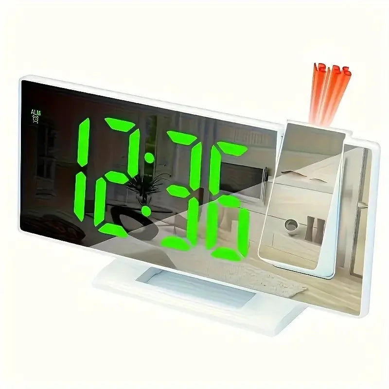 Multifunctional LED Digital Alarm Clock with 180° Ceiling Projection & Mirror Display