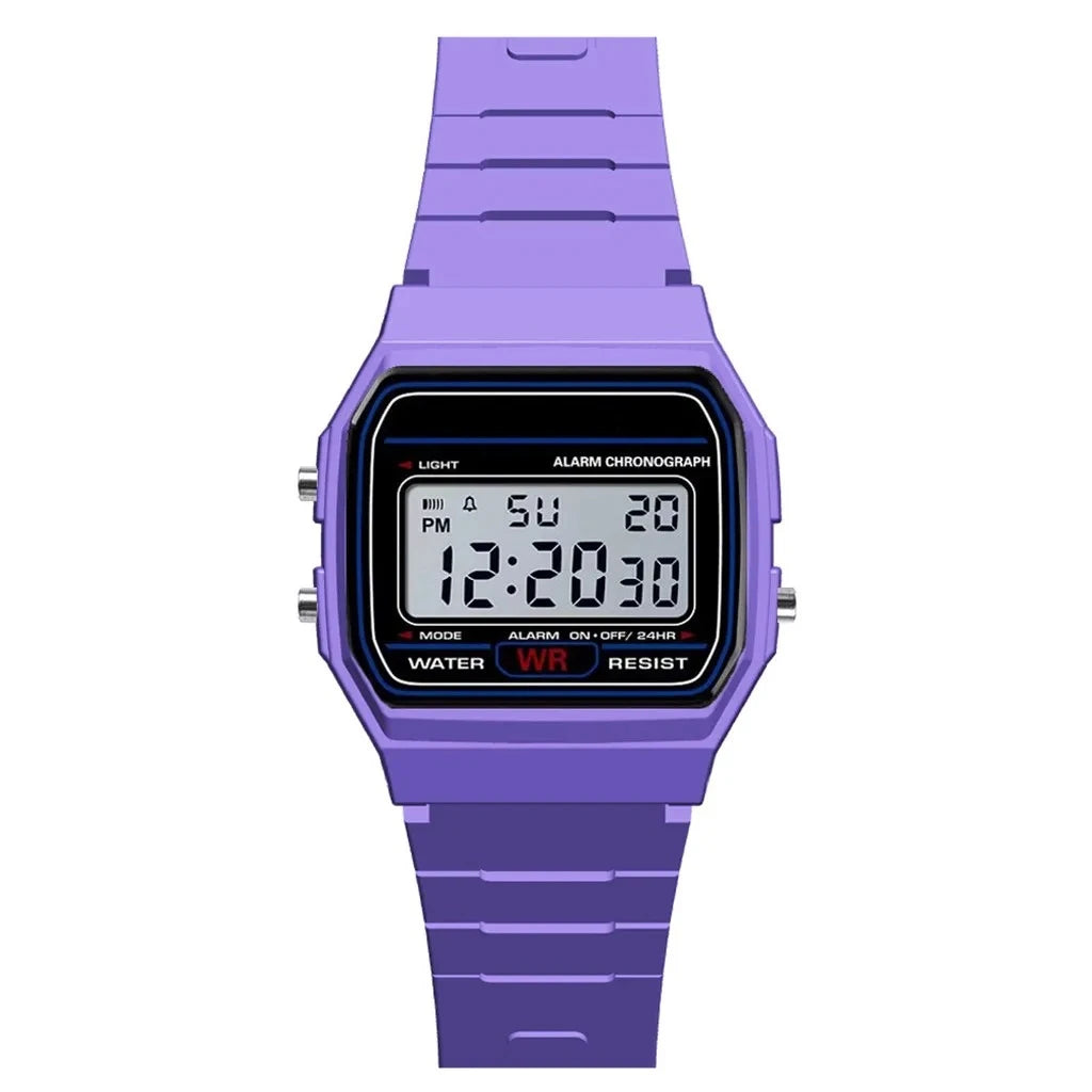 Retro Digital Sport Watch – Unisex LED Slim Wristwatch with Alarm & Date