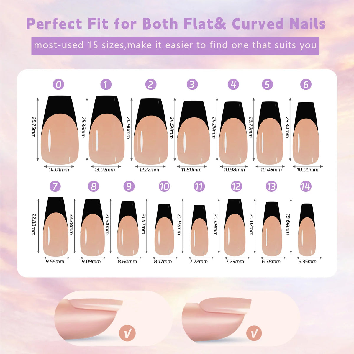150Pcs French Press On Nails Kit - Reusable Acrylic False Nail Tips