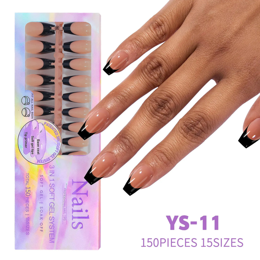 150Pcs French Press On Nails Kit - Reusable Acrylic False Nail Tips