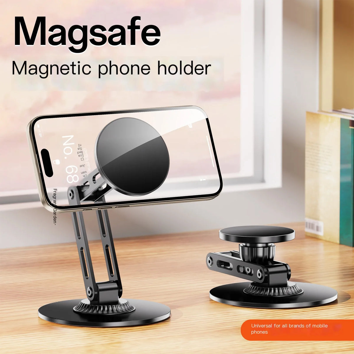 Adjustable Aluminum Phone Stand — 1080° Rotation, MagSafe Compatible