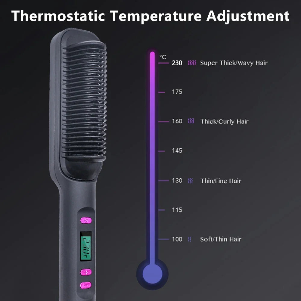 Hair Straightener Brush & Negative Ion Hot Comb
