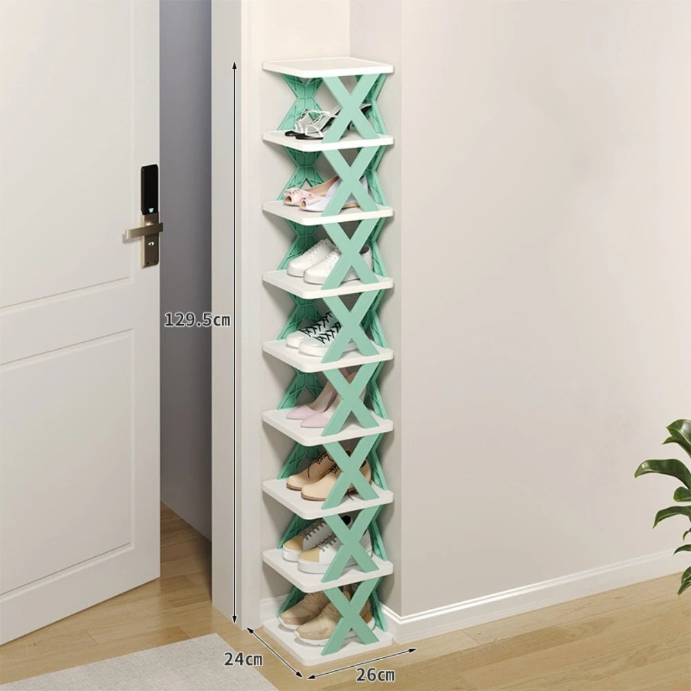 Modular X-Shaped Space-Saving Shoe Organizer & Folding Storage Rack