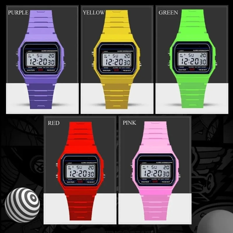 Retro Digital Sport Watch – Unisex LED Slim Wristwatch with Alarm & Date