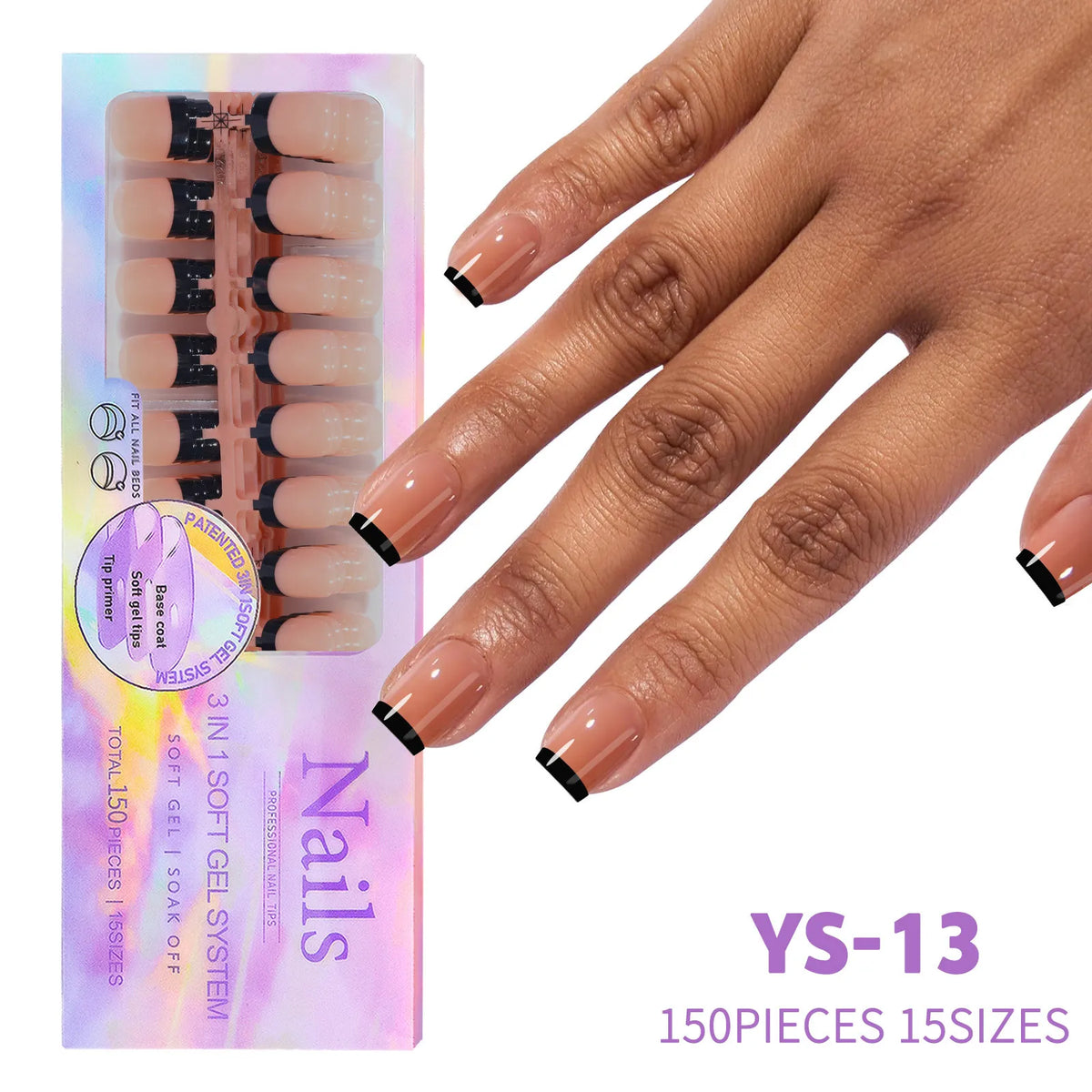 150Pcs French Press On Nails Kit - Reusable Acrylic False Nail Tips