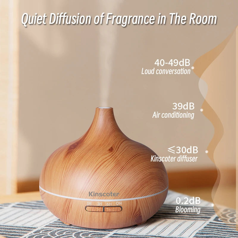 Wood Grain Aromatherapy Diffuser — Remote Control, 7-Color Light