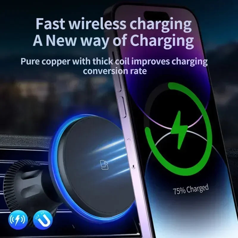 Magnetic Wireless Car Charger Mount with Ambient RGB Light