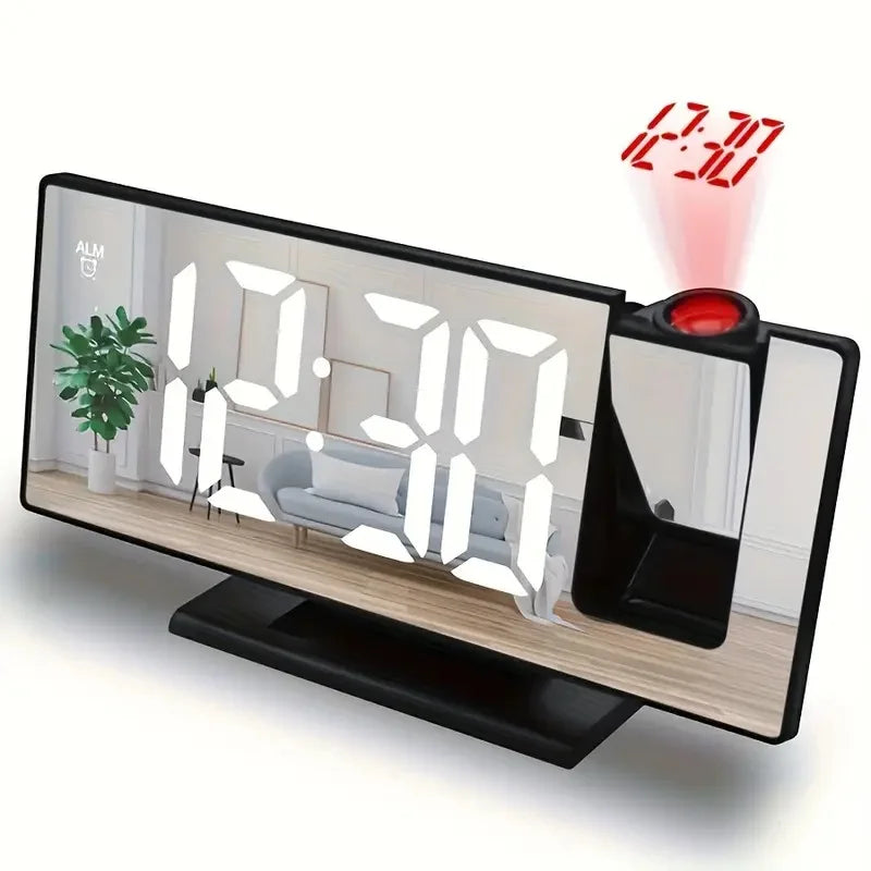 Multifunctional LED Digital Alarm Clock with 180° Ceiling Projection & Mirror Display
