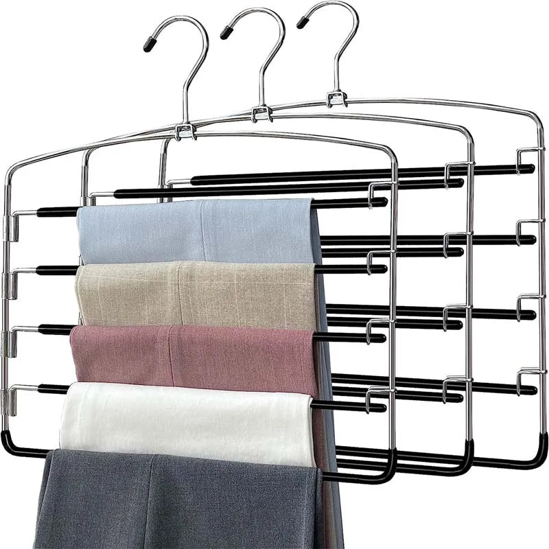 5-in-1 Stainless Steel Pants Hanger - Multi-Layer Space Saving Closet Organizer