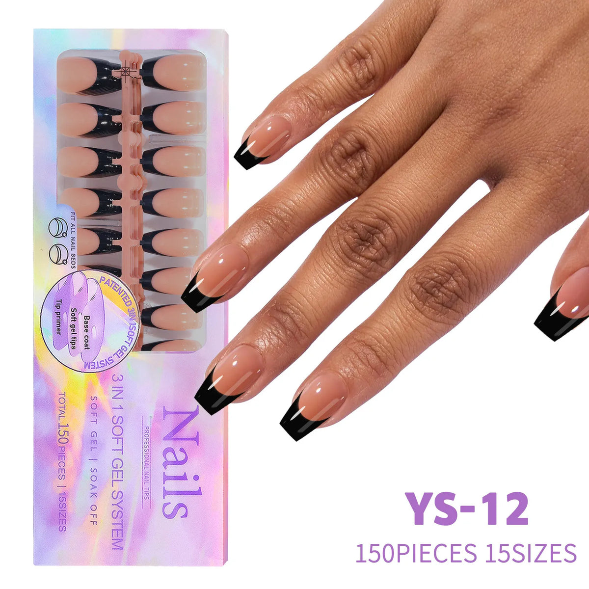 150Pcs French Press On Nails Kit - Reusable Acrylic False Nail Tips